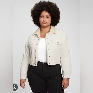 Gap '90s Sherpa Cord Icon Jacket Beige Ivory, Size Small